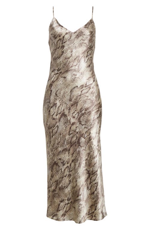 Shop L Agence L'agence Seridie Snakeskin Print Silk Slipdress In Tan Multi Snake