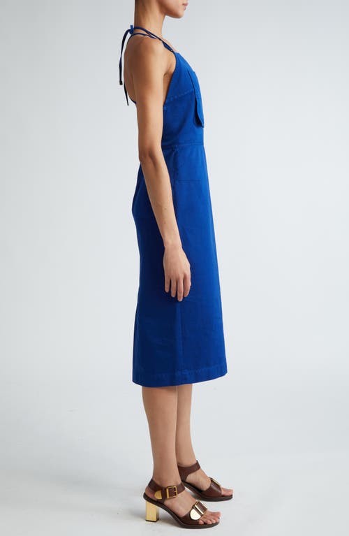 Shop Max Mara Temide Sleeveless Cotton Poplin Belted Dress In Cornflower Blue