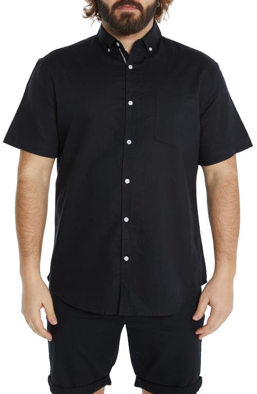 Johnny Bigg Fresno Short Sleeve Linen Blend Button-Down Shirt in Black