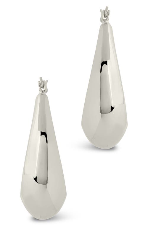 Sterling Forever Autumn Elongated Drop Hoop Earrings In Silver