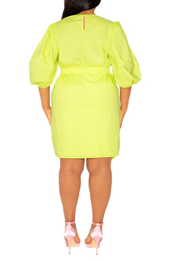 Shop Buxom Couture Puff Sleeve Ruffle Dress In Apple Green
