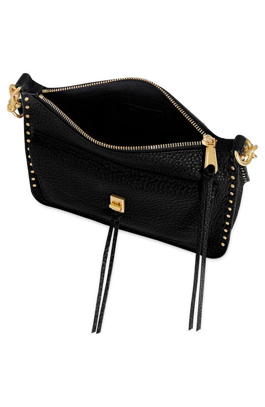 Shop Rebecca Minkoff Darren Signature Leather Shoulder Bag In Black