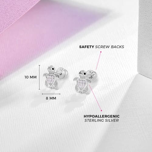 In Season Jewelry Cubic Zirconia Turtle Earrings In Silver