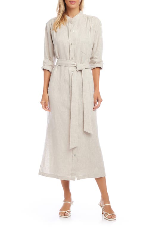 FIFTEEN TWENTY Long Sleeve Linen Midi Shirtdress in Oat at Nordstrom, Size Small