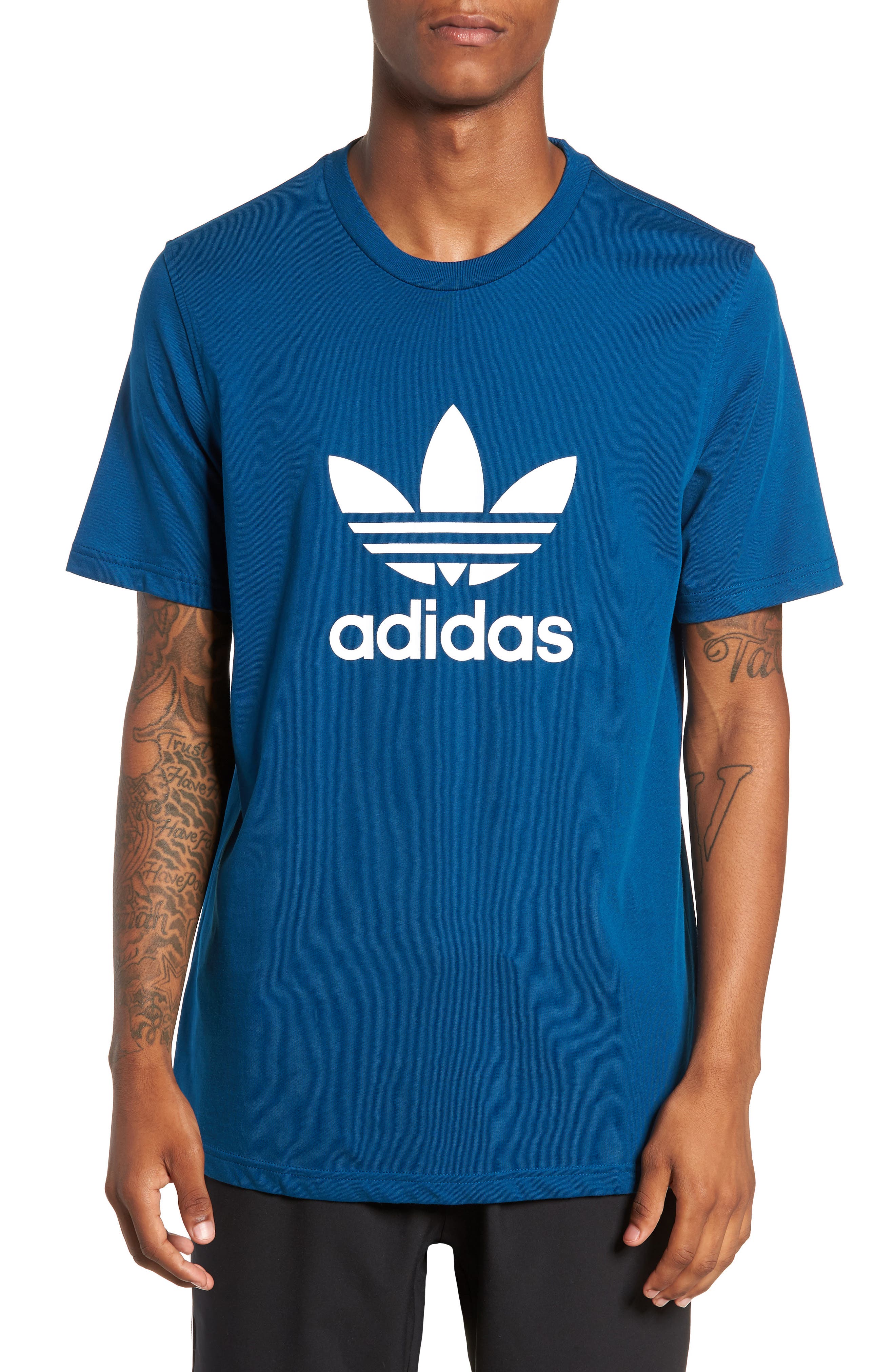 UPC 192609955468 product image for Men's Adidas Originals Trefoil Logo T-Shirt, Size Small - Blue | upcitemdb.com