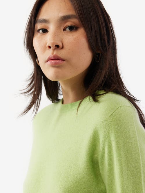 Shop Gobi Cashmere Crew Neck Sweater In Jade Lime