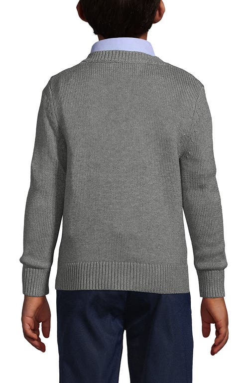 Lands' End School Uniform Boys Cotton Modal Button Front Cardigan Sweater In Pewter Heather