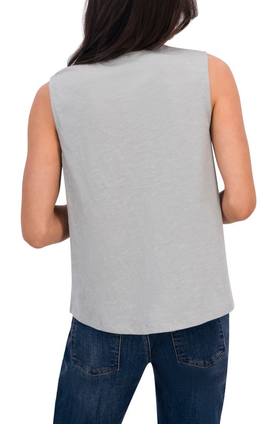 Lucky Brand Eyelet Yoke Half Placket Sleeveless Cotton Top In Mint Mirage