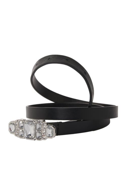 Shop Maje Slim Rhinestone Belt In Black