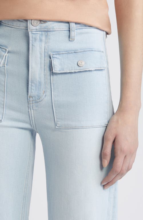 Shop Frame The '70s Patch Pocket Ankle Wide Leg Jeans In Clarity Clean