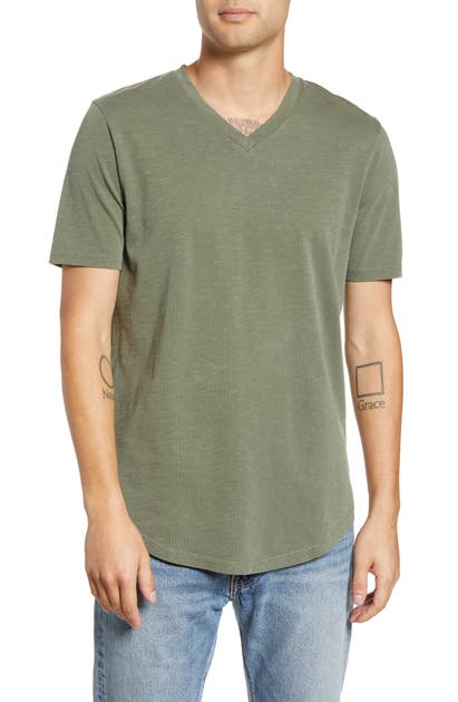 Goodlife Scallop Slim Fit V-neck T-shirt In Olive Night