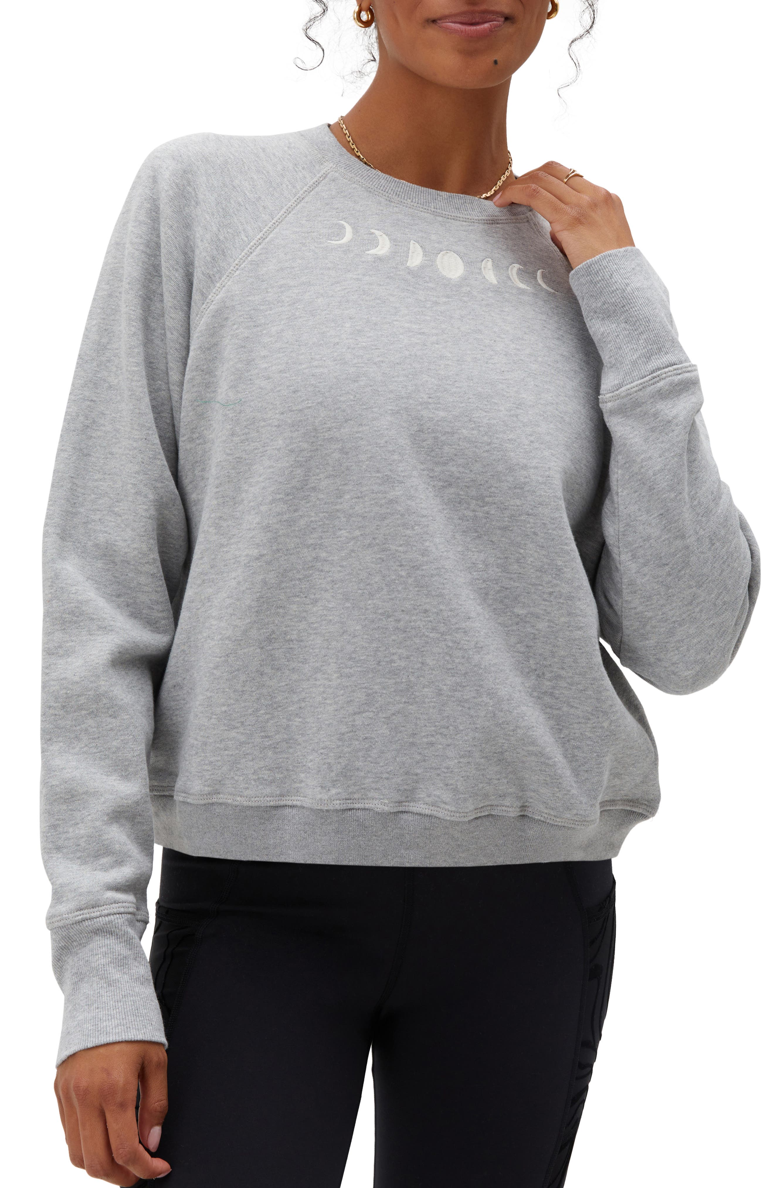 Spiritual Gangster Moon Phase Bridget Embroidered Cotton Sweatshirt |  Nordstrom
