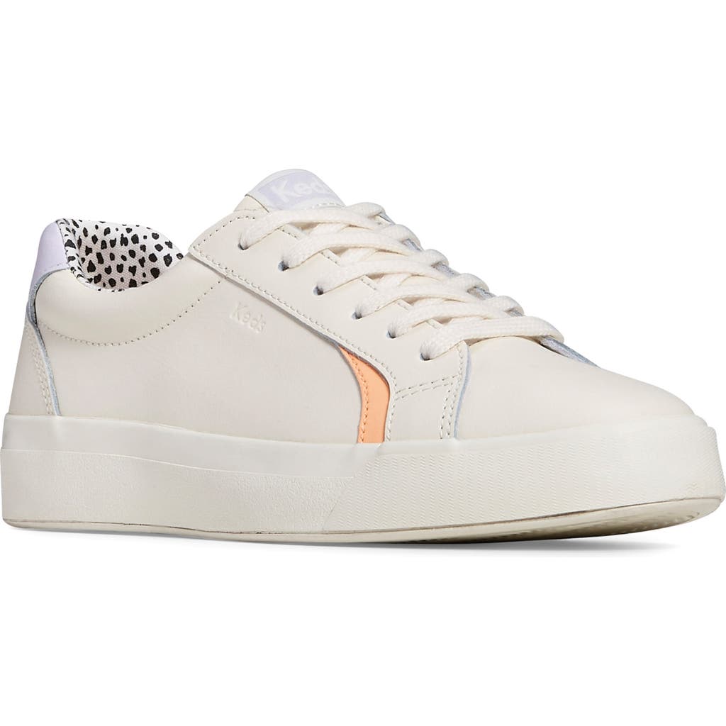 Keds ® Pursuit Low Top Sneaker In White/tan Leather