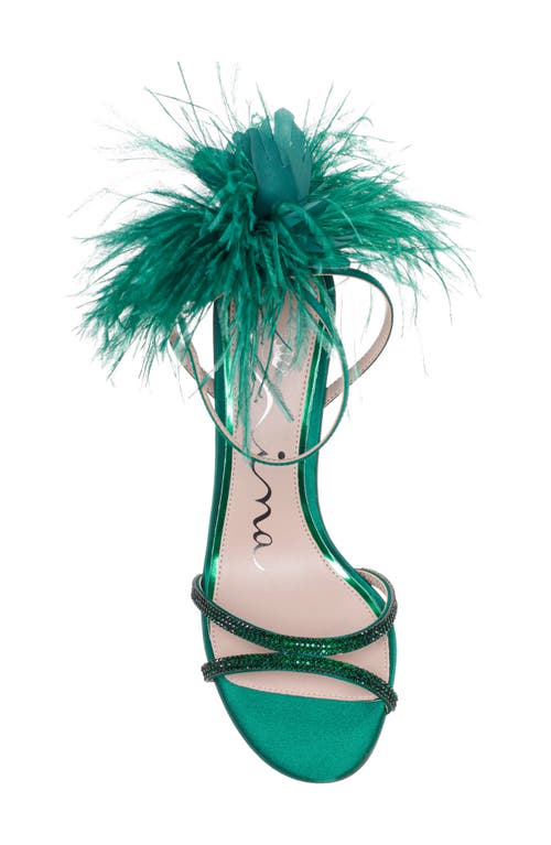 Shop Nina Demi Faux Feather Ankle Strap Sandal In Spruce