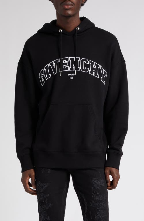 Givenchy Collegiate Logo Cotton Graphic Hoodie in 001-Black