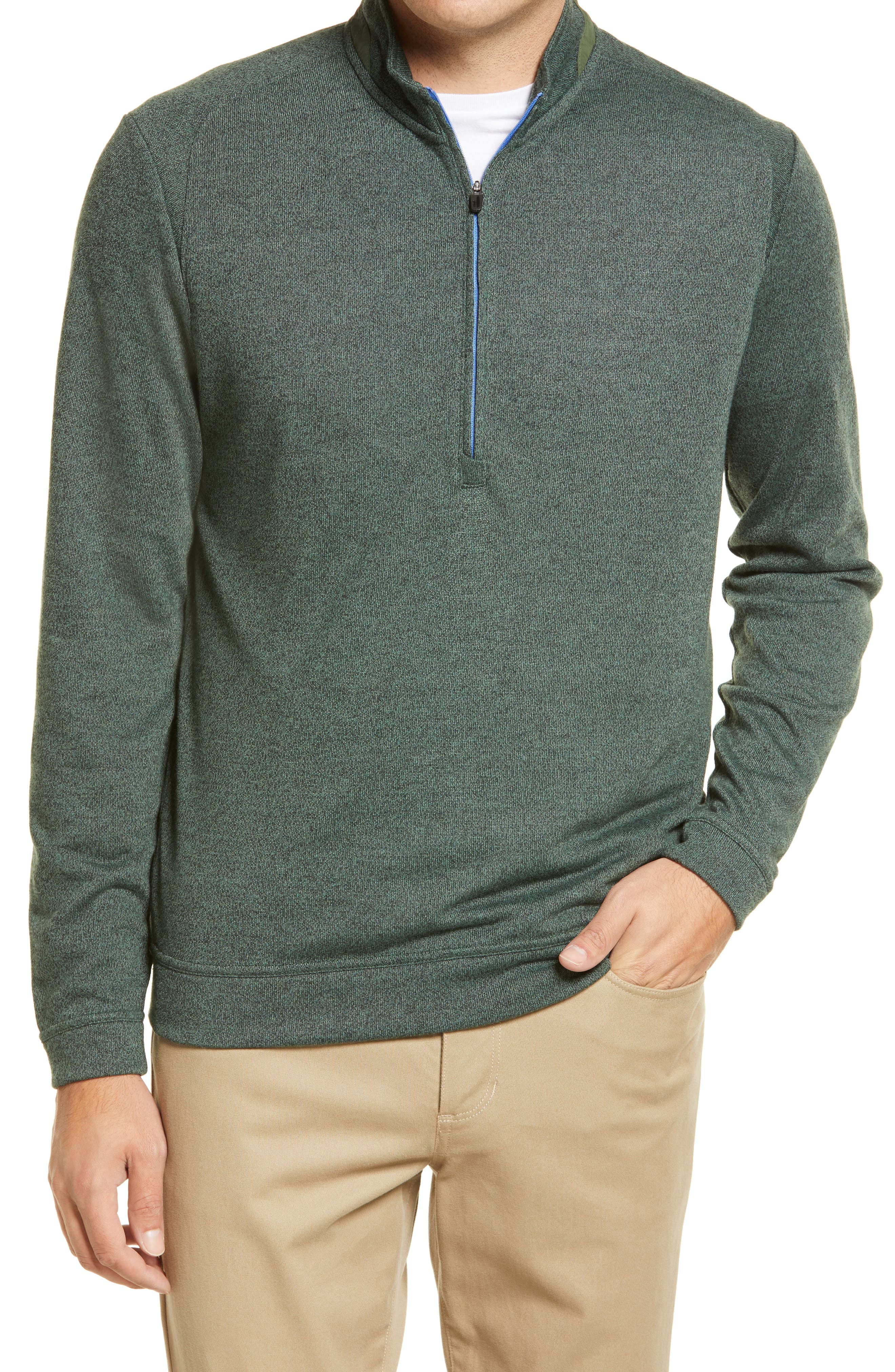 green half zip pullover