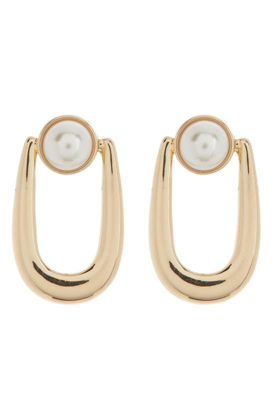 Anne Klein Marshmallow Imitation Pearl Drop Earrings In Gold/ Blanc Prl