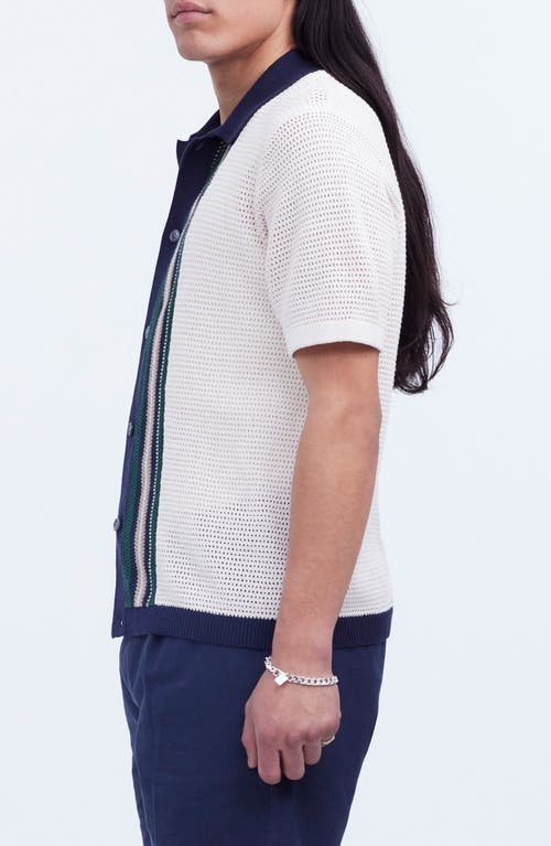 Madewell Stripe Open Stitch Cotton & Linen Button-up Shirt In Vintage Lace