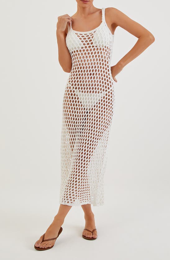 Shop Vix Swimwear Nicole Crochet Cover-up Midi Dress In Off White