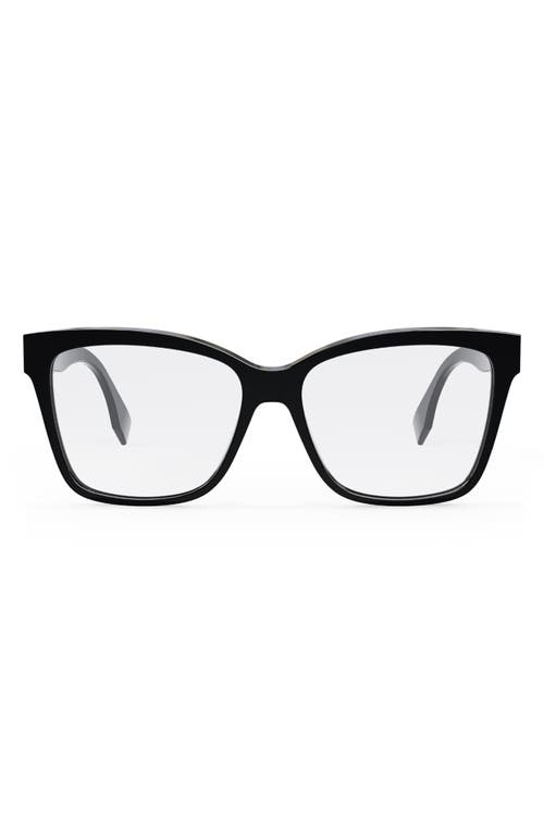 Maxi Fendi O'Lock 55mm Square Glasses in Shiny Black at Nordstrom