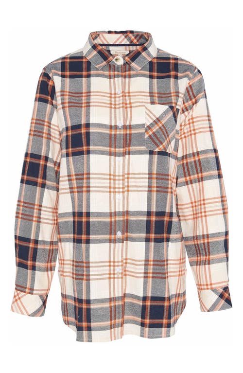 Shop Barbour Pendula Check Cotton Button-up Shirt In Cloud White/spiced Pumpkin