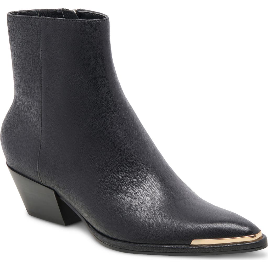 Dolce Vita Nonah Pointed Toe Bootie In Black Leather