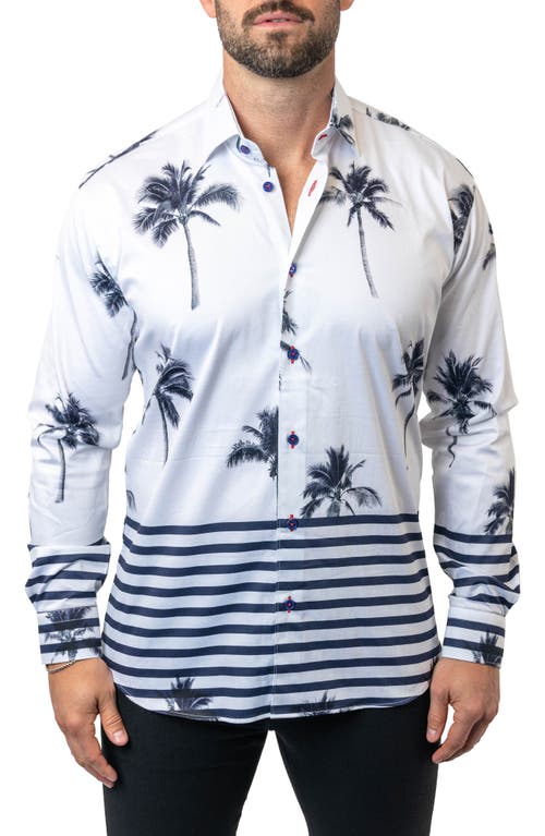 Maceoo Fibonacci Nuitpalm White Contemporary Fit Button-Up Shirt at Nordstrom,