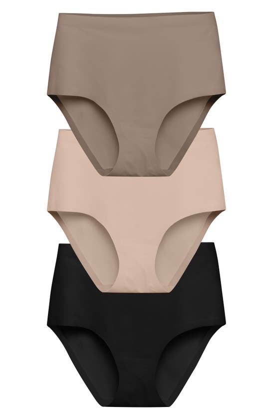 Eby Assorted 3-pack High Waist Panties In Black/ Nude/ Fallen Rock