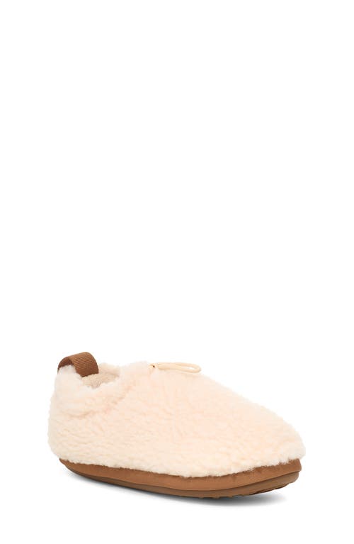UGG(r) Kids' Plushy Recycled Polyester Fleece Slipper in Natural /Chestnut at Nordstrom, Size 12 M