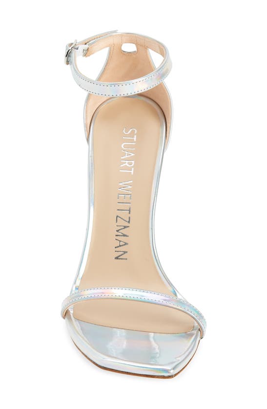 Stuart Weitzman Nudistcurve Ankle Strap Sandal In Iridescent Silver