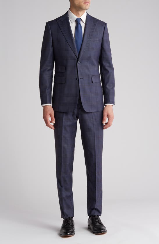 English Laundry Plaid Trim Fit Wool Blend Two-piece Suit In Gray