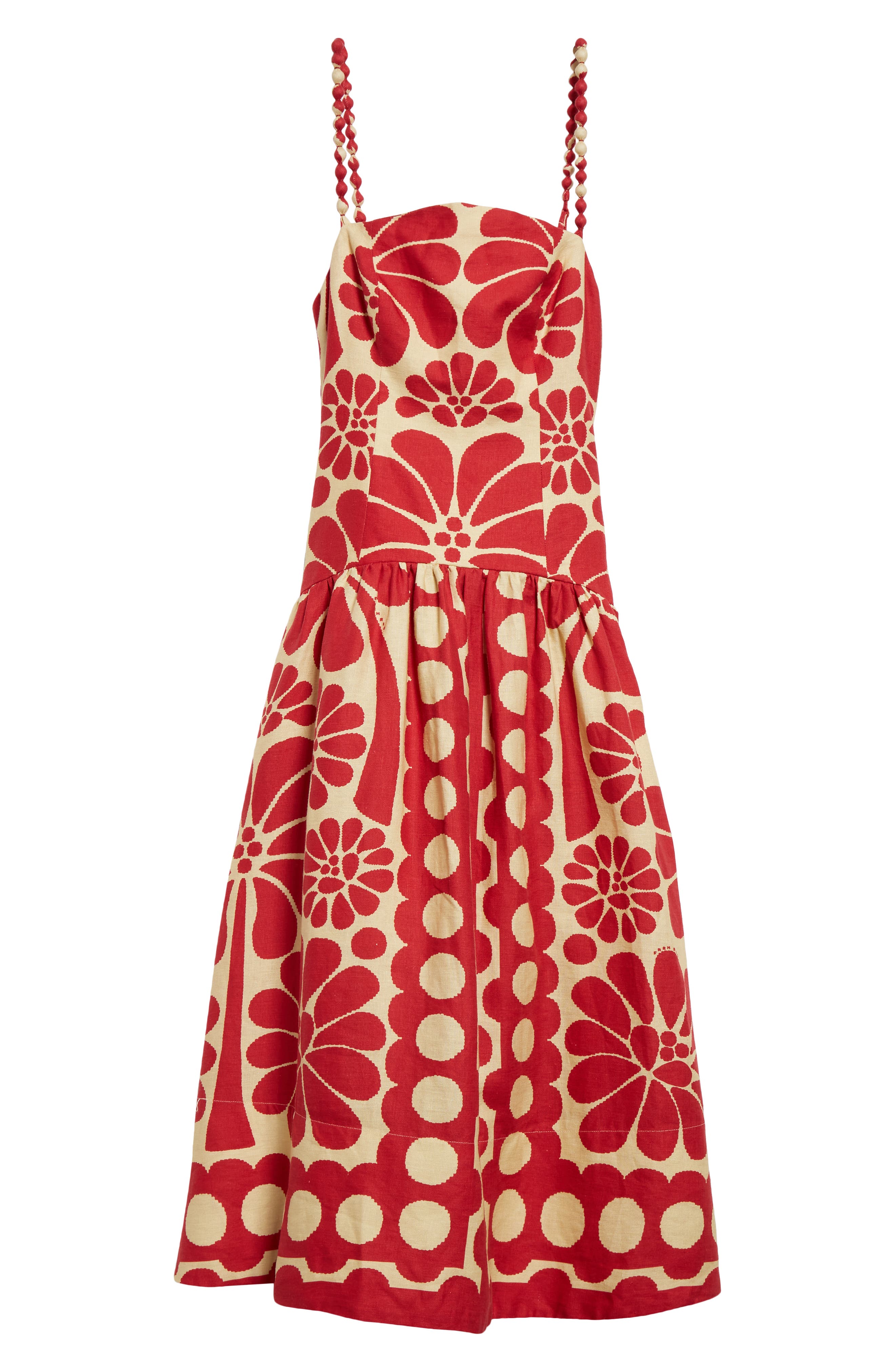 FARM Rio Palermo Linen Midi Dress in Red | Smart Closet