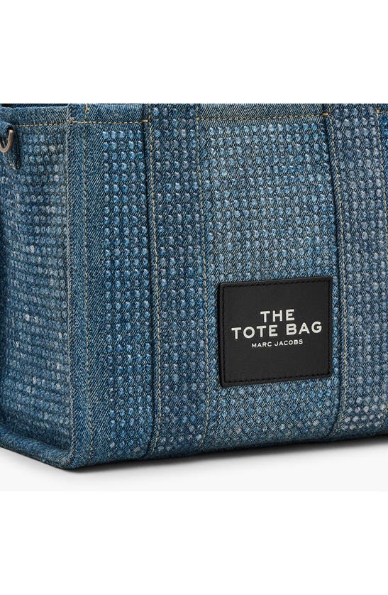 Shop Marc Jacobs The Small Denim Tote In Light Blue Crystal