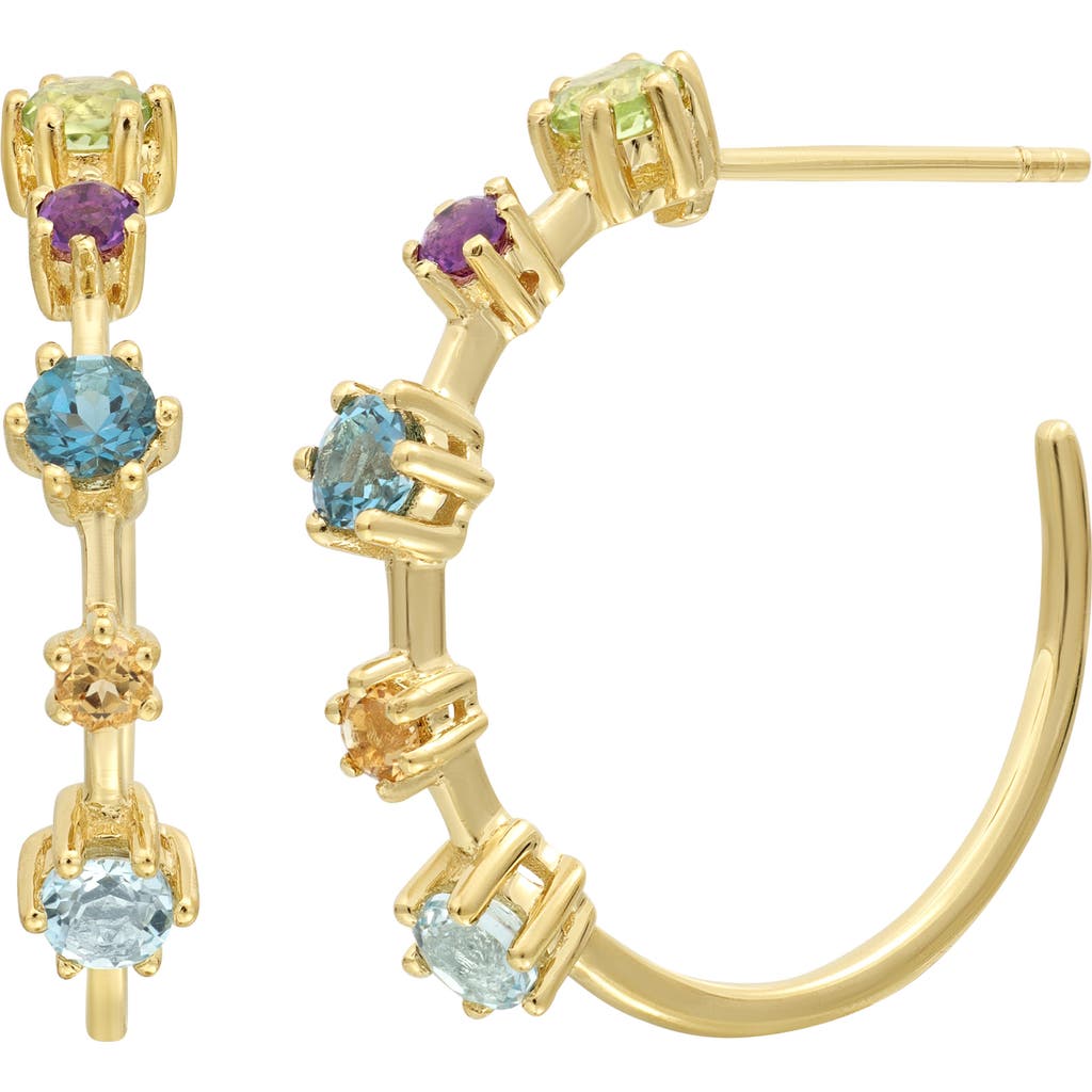 Bony Levy 14k Gold Stone Hoop Earrings In 14k Yellow Gold