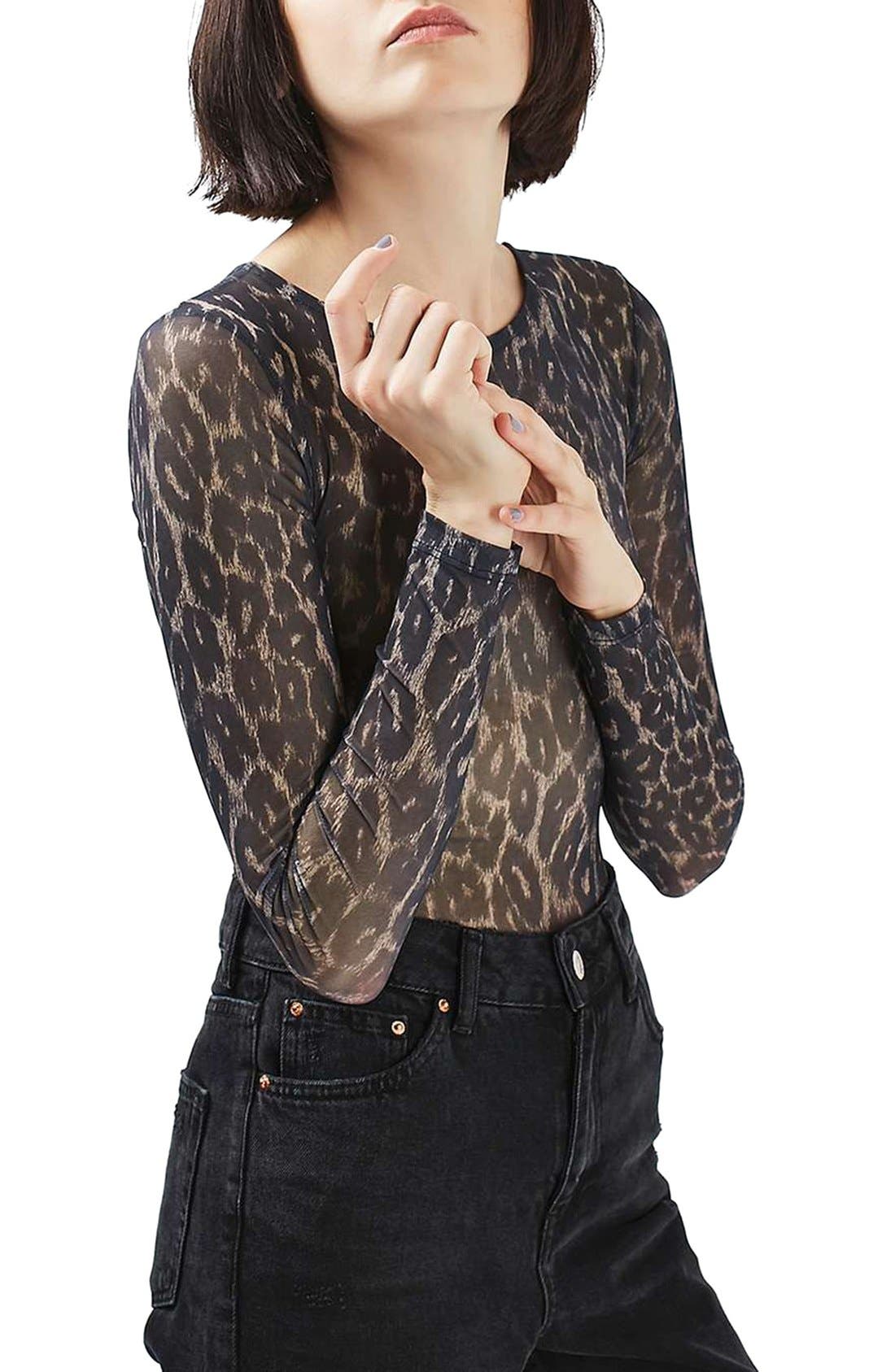 Animal Print Mesh Bodysuit Nordstrom