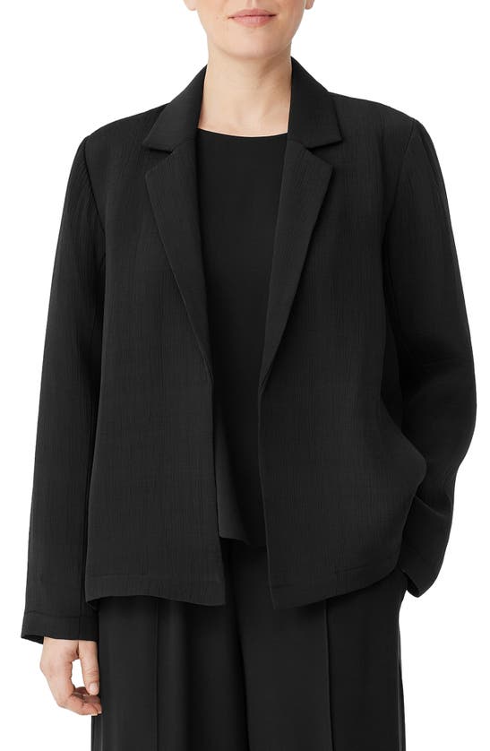 Eileen Fisher Long Wool Blazer In Black