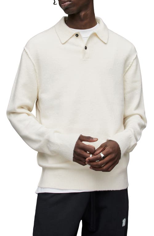 AllSaints Statten Long Sleeve Polo Sweater in Cloudy Taupe