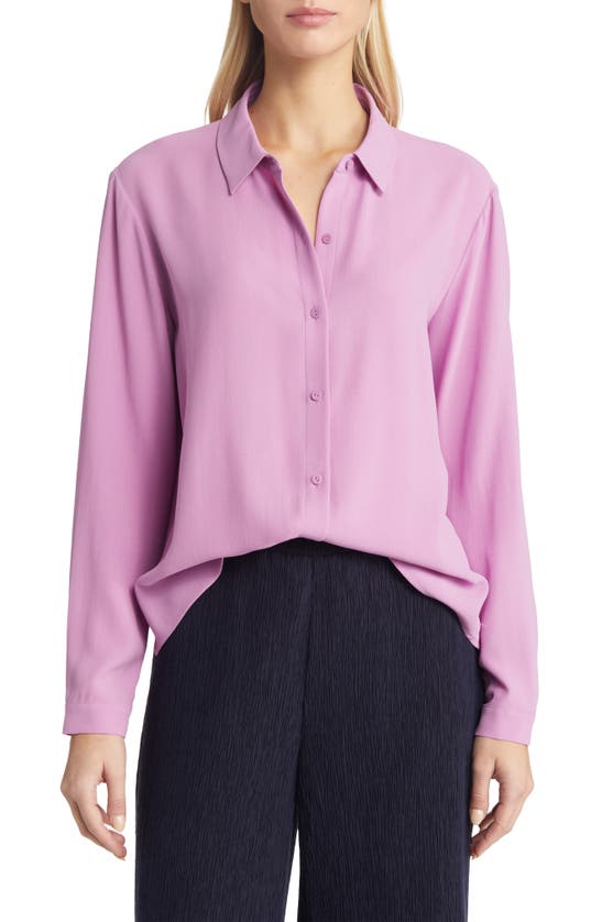 Eileen Fisher Button-down Crepe Shirt In Amethyst