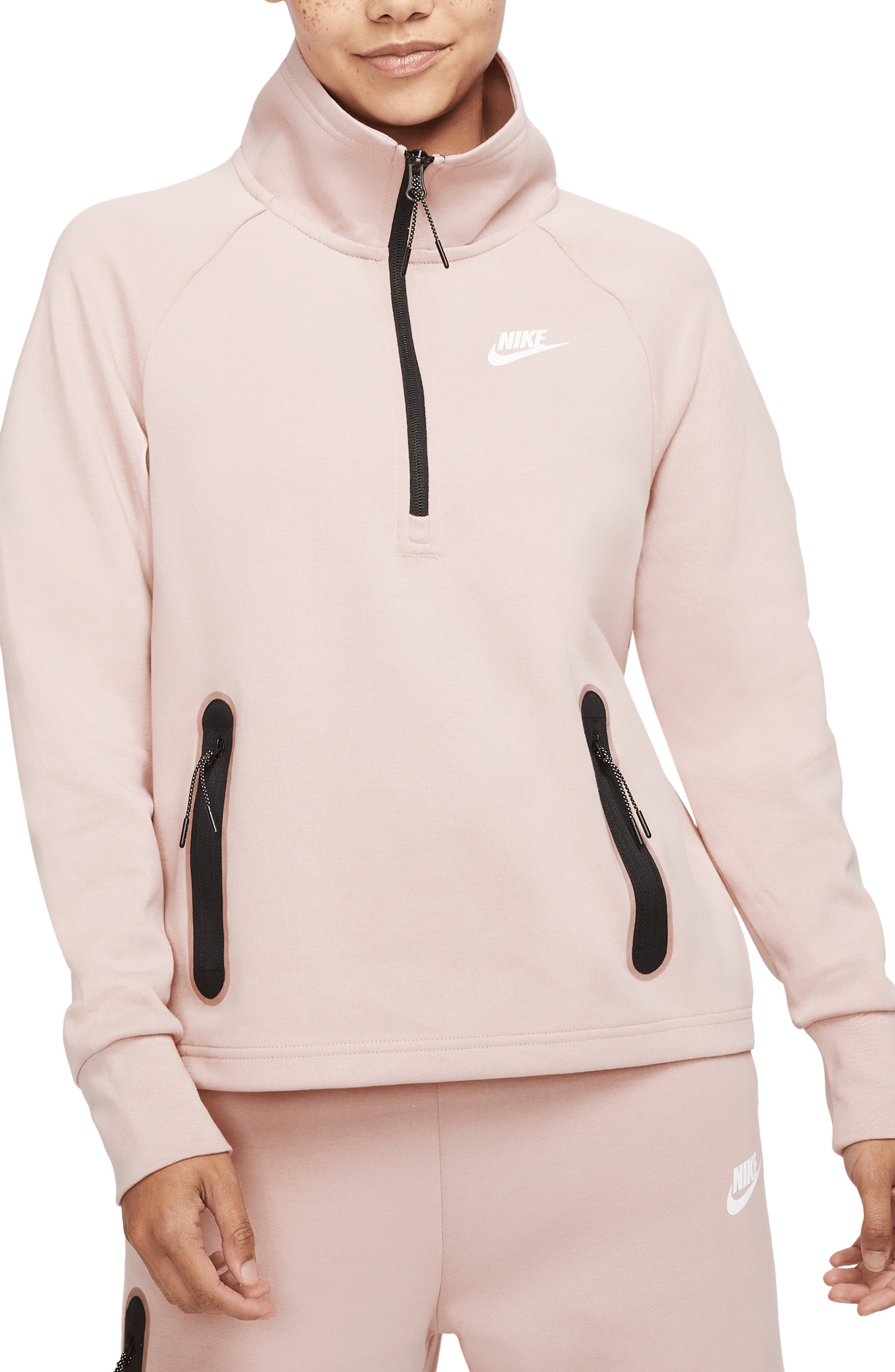 pink quarter zip nike
