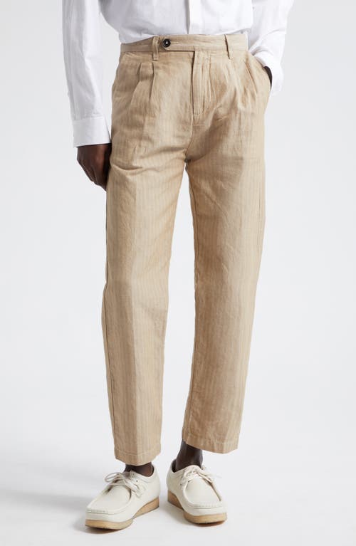 Strall02 Double Pleat Linen & Cotton Pants in Orzo