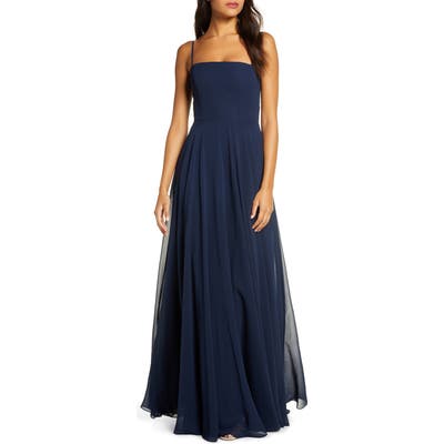 Jenny Yoo Renee Chiffon Evening Dress, Blue