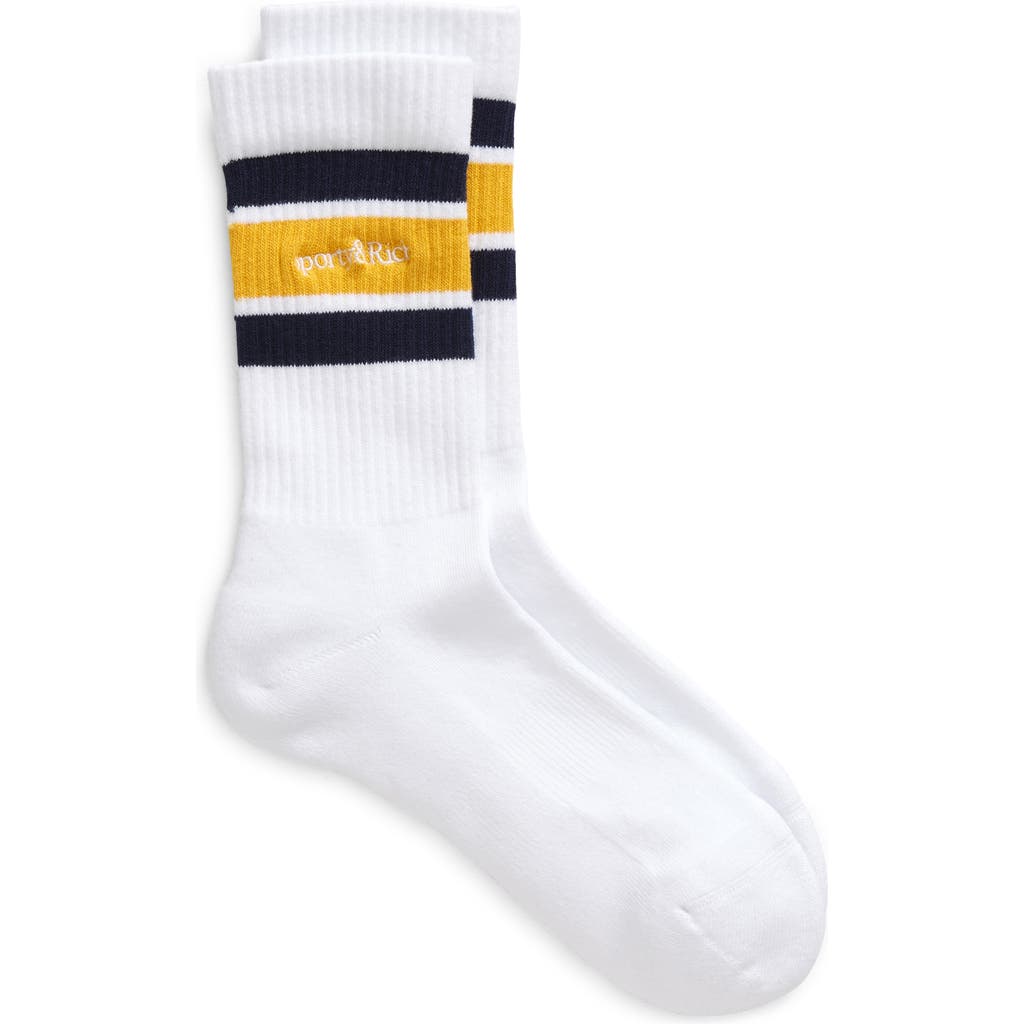 Sporty And Rich Sporty & Rich Logo Embroidered Crew Socks In White