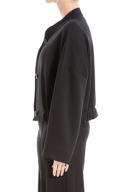 Max Studio Brushed Knit Cropped Bomber Jacket In Black