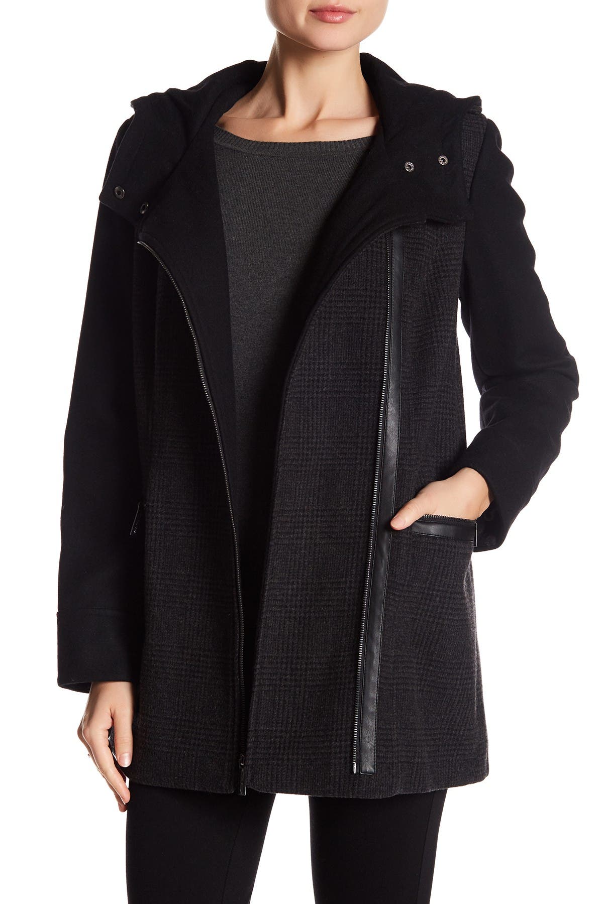 MICHAEL Michael Kors | Asymmetrical Front Zip Wool Blend Coat ...