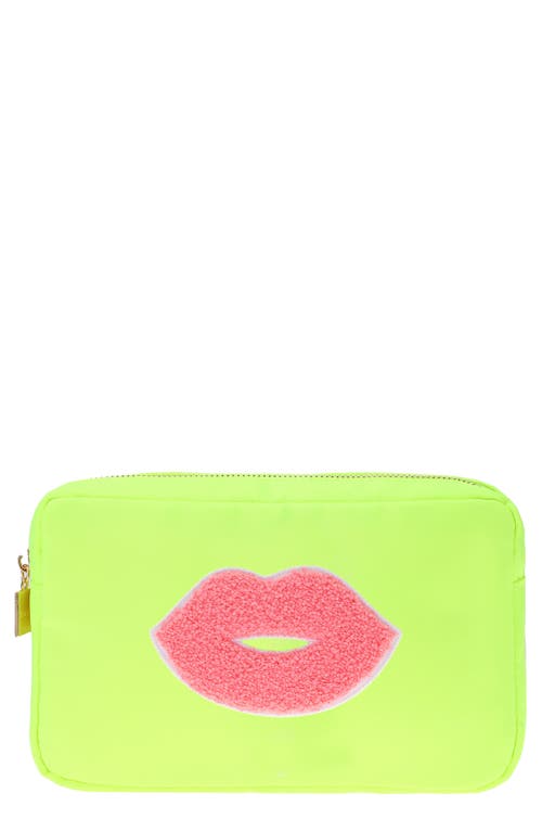 Medium Kiss Cosmetic Bag in Neon Yellow