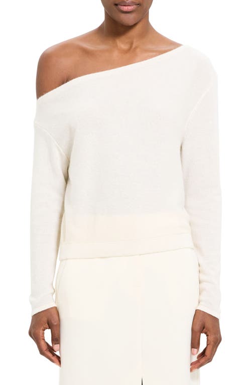 Theory Cashmere Asymmetric One-shoulder Sweater In Ivory