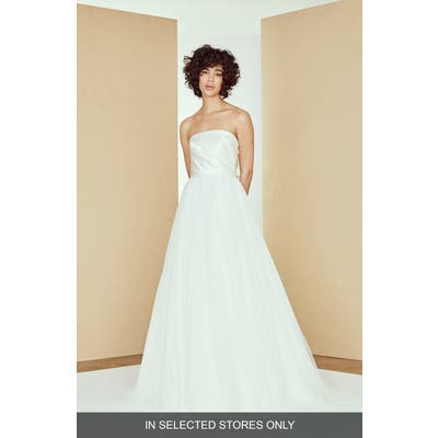 Nouvelle Amsale Etta Bow Back Strapless Ballgown Wedding Dress, Size IN STORE ONLY - Ivory