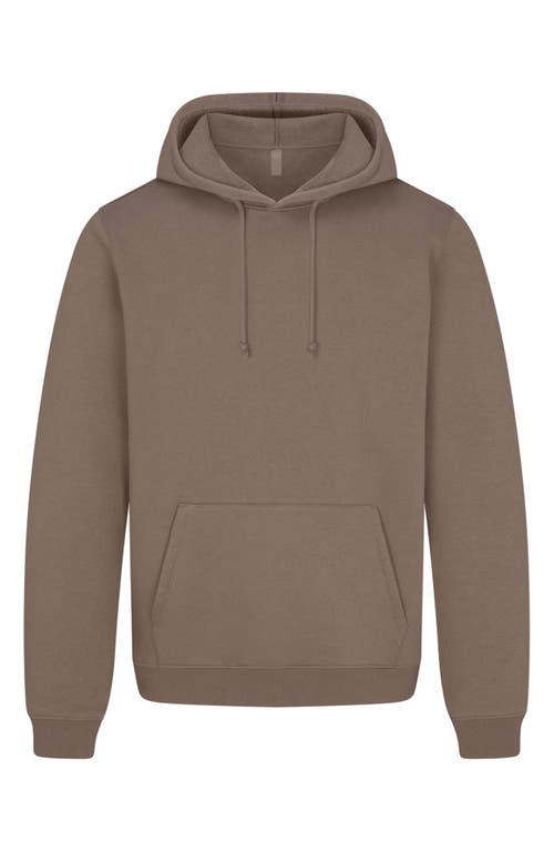 Shop Skims Cotton Blend Pullover Hoodie In Truffle