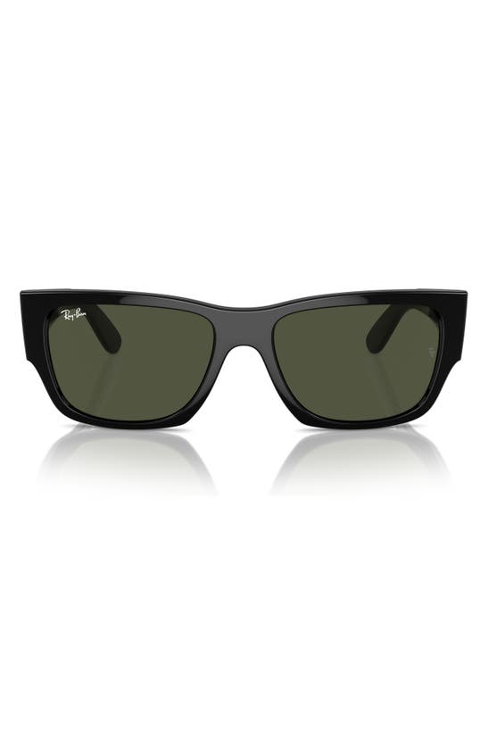 Ray Ban Ray-ban Carlos 56mm Polarized Rectangle Sunglasses In Black