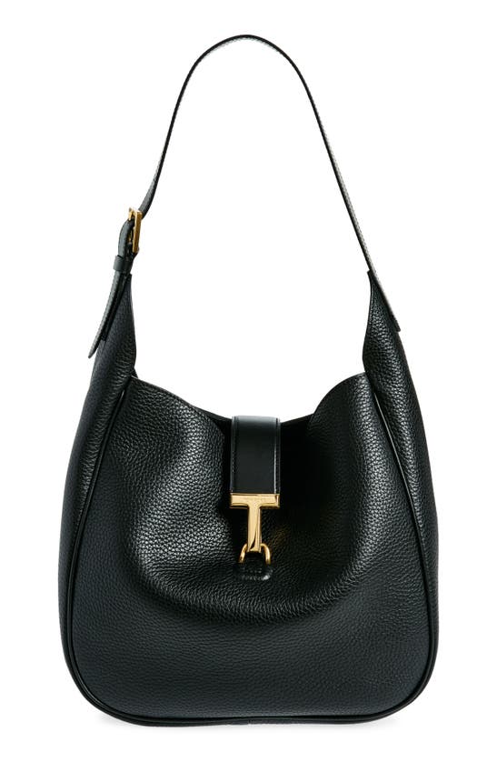 Shop Tom Ford Medium Monarch Leather Hobo Bag In Black